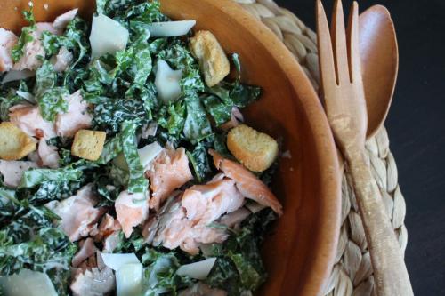 Kale Salmon Caesar Salad