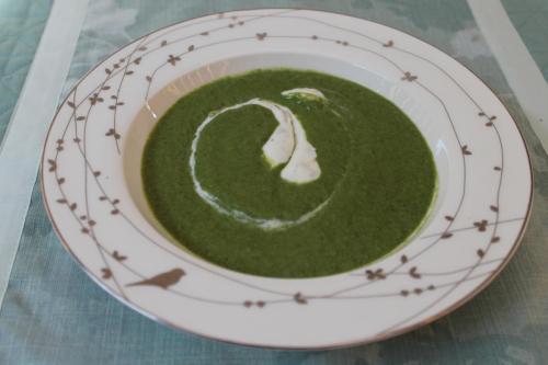 Sweet Pea and Spinach Soup with Fresh Mint Cream
