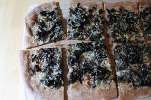 Swiss Chard and Caramelized Onion Pizza