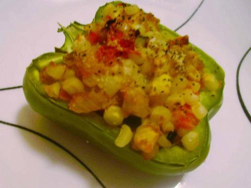 Roasted Vegetable Stuffed Green Pepper