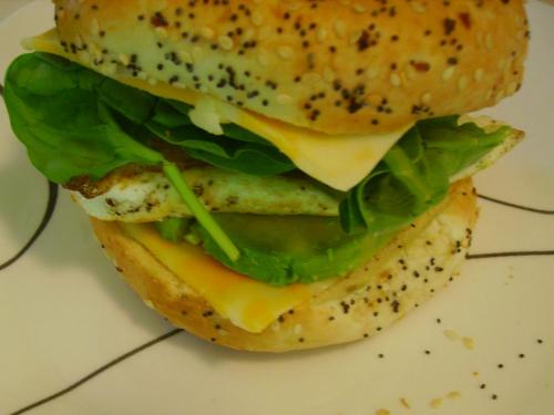 Green, Egg, and Cheese Bagel Sandwich